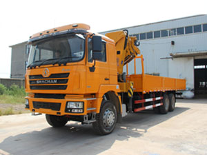 Shacman F3000 10 Ton Knuckle Crane Truck with bed and sides